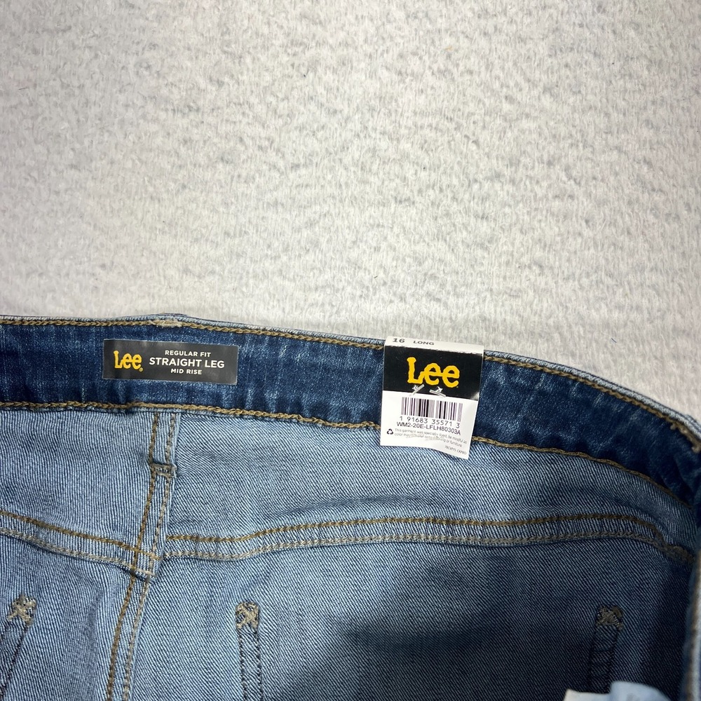 Lee Women's Jeans 16 (35x31) Regular Fit Mid Rise Straight Leg Blue Denim - Picture 7 of 12